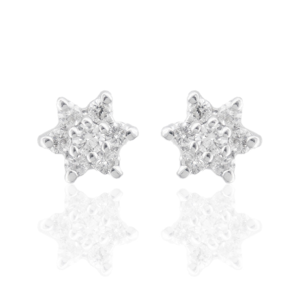 Orecchini Fantasia Fiori Oro Bianco con Diamanti