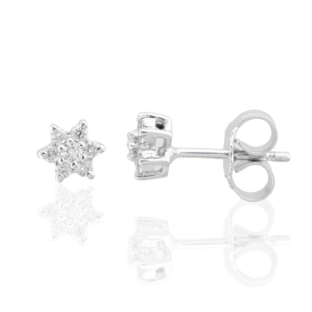 Orecchini Fantasia Fiori Oro Bianco con Diamanti