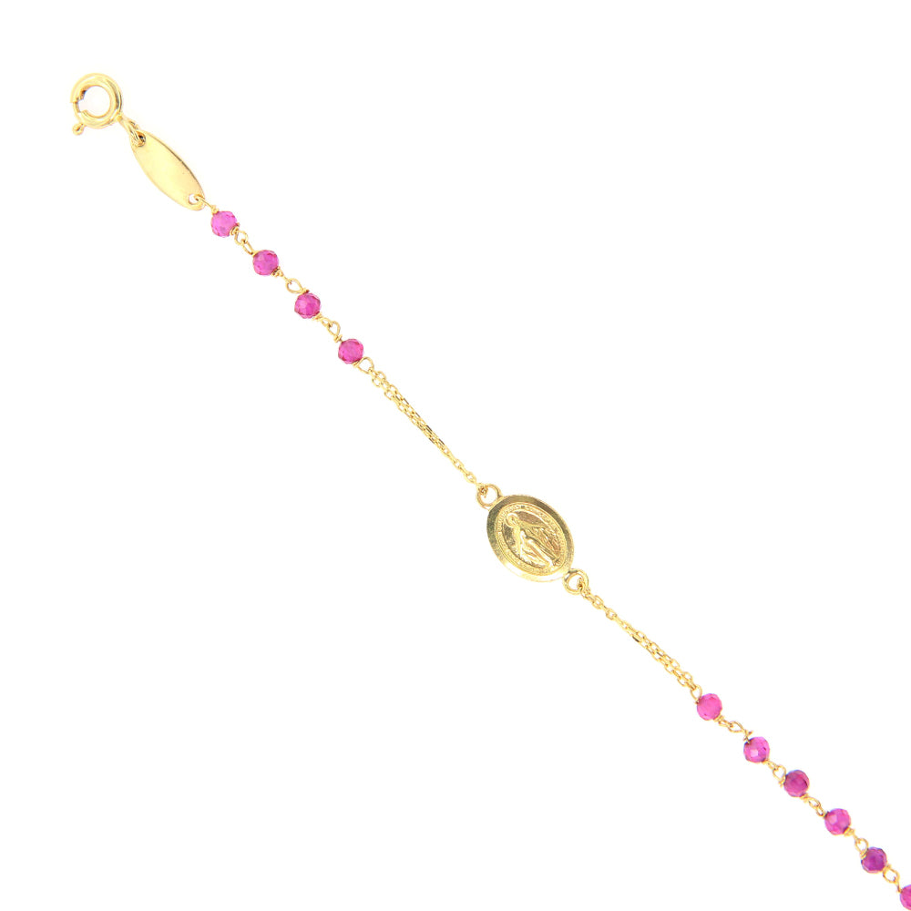Bracciale Donna Rosario in Oro Giallo Pietre Rosse