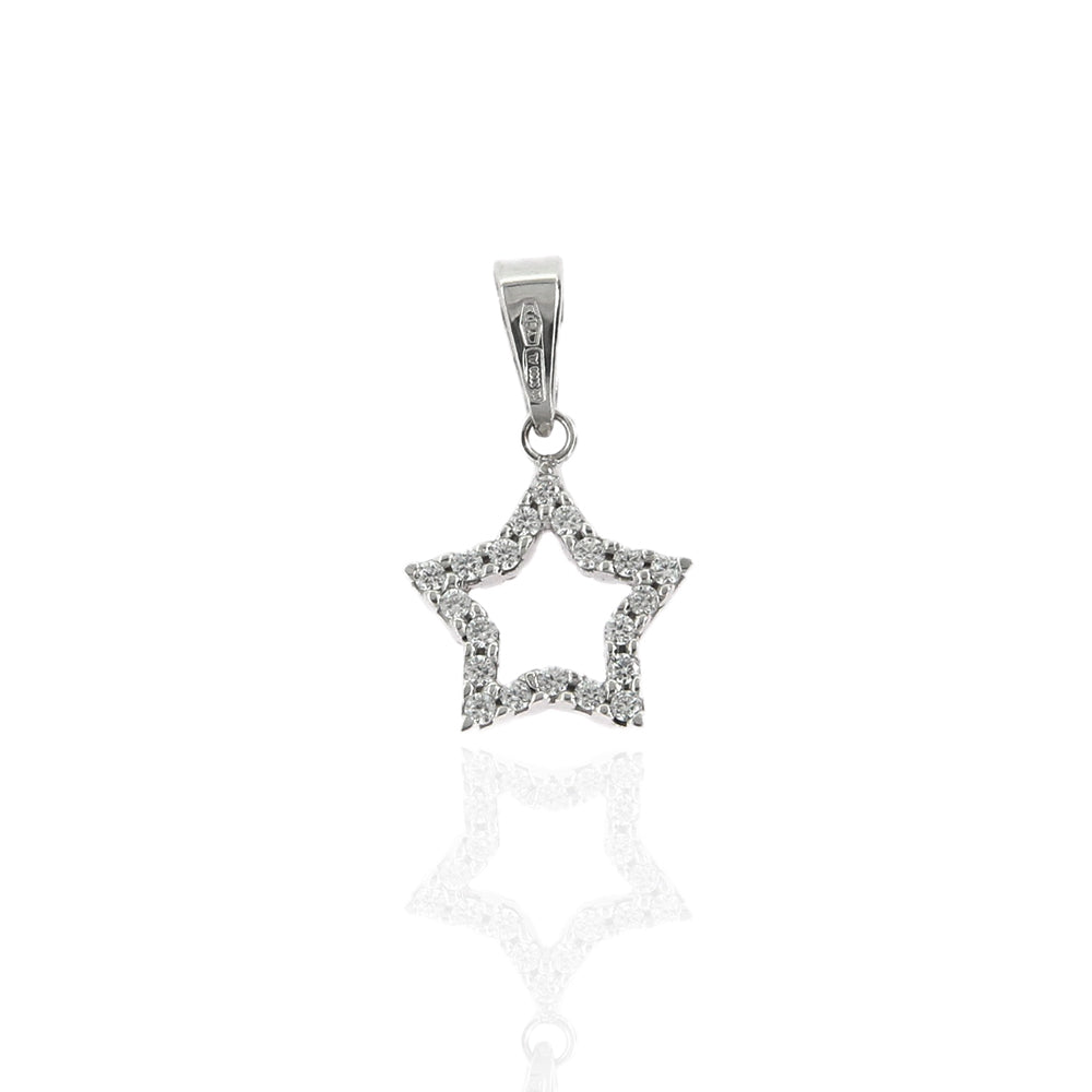 Pendente Donna Stella in Oro Bianco con Zirconi