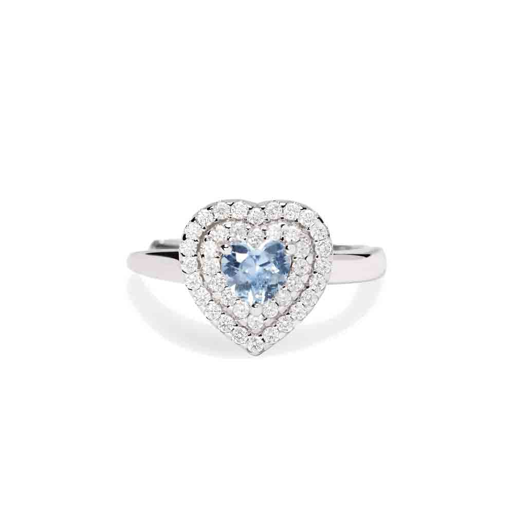 Anello Donna in Argento con cuore in acquamarina sintetica Mabina Gioielli