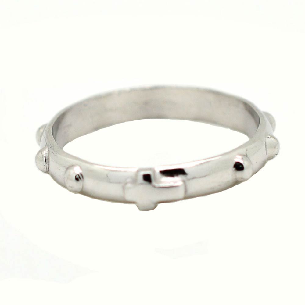 Anello Unisex Rosario in Oro Bianco