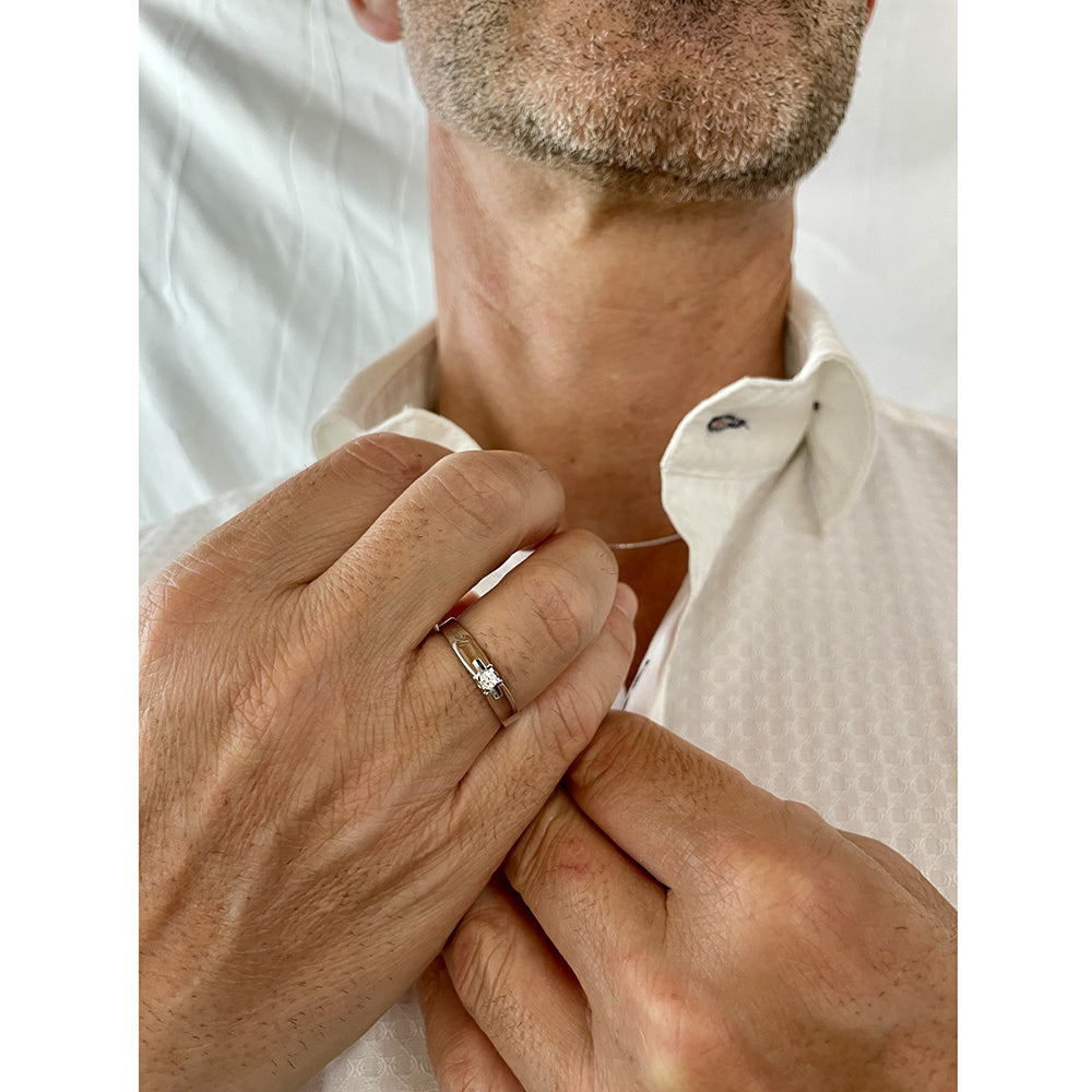 Anello Solitario Uomo Oro Bianco con Diamante Recarlo