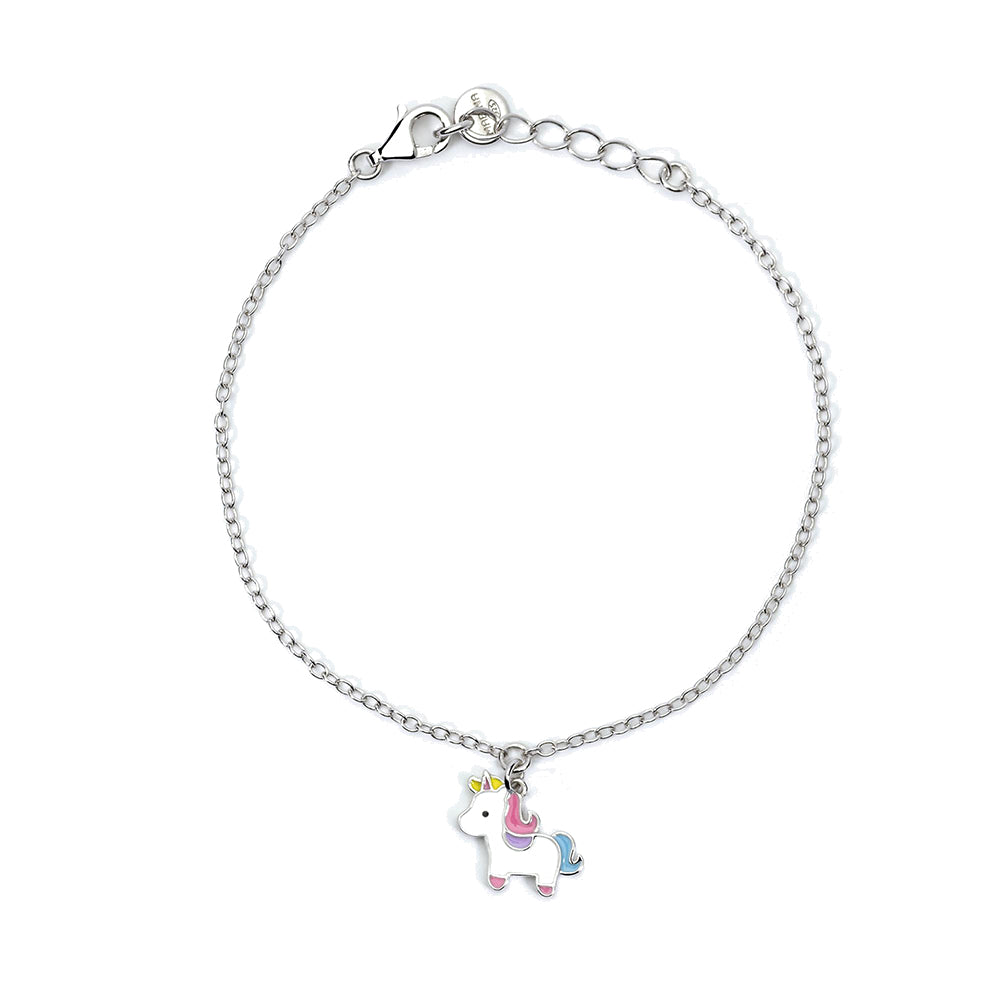 Bracciale Bambina in Argento con Unicorno smaltato Mabina Gioielli