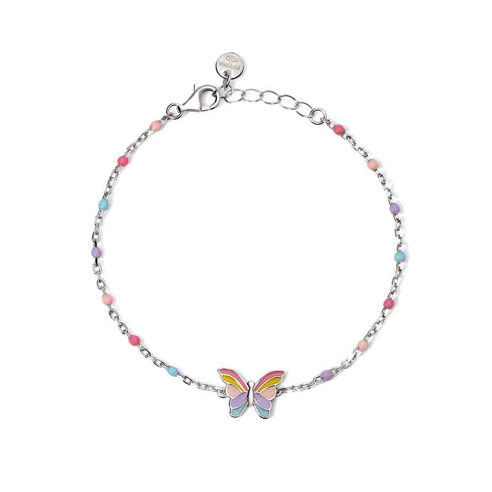 Bracciale Bambina in Argento con farfallina smaltata Mabina Gioielli
