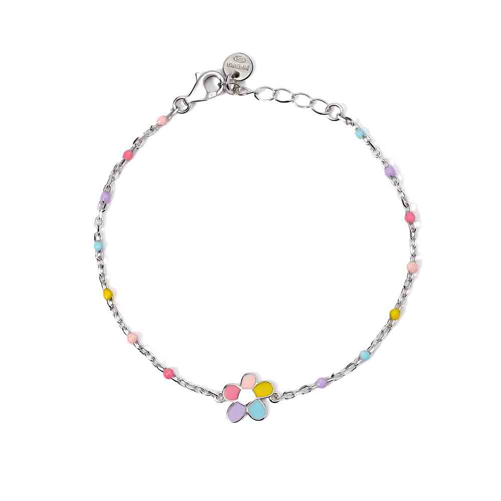 Bracciale Bambina in Argento con fiorellino smaltato Mabina Gioielli