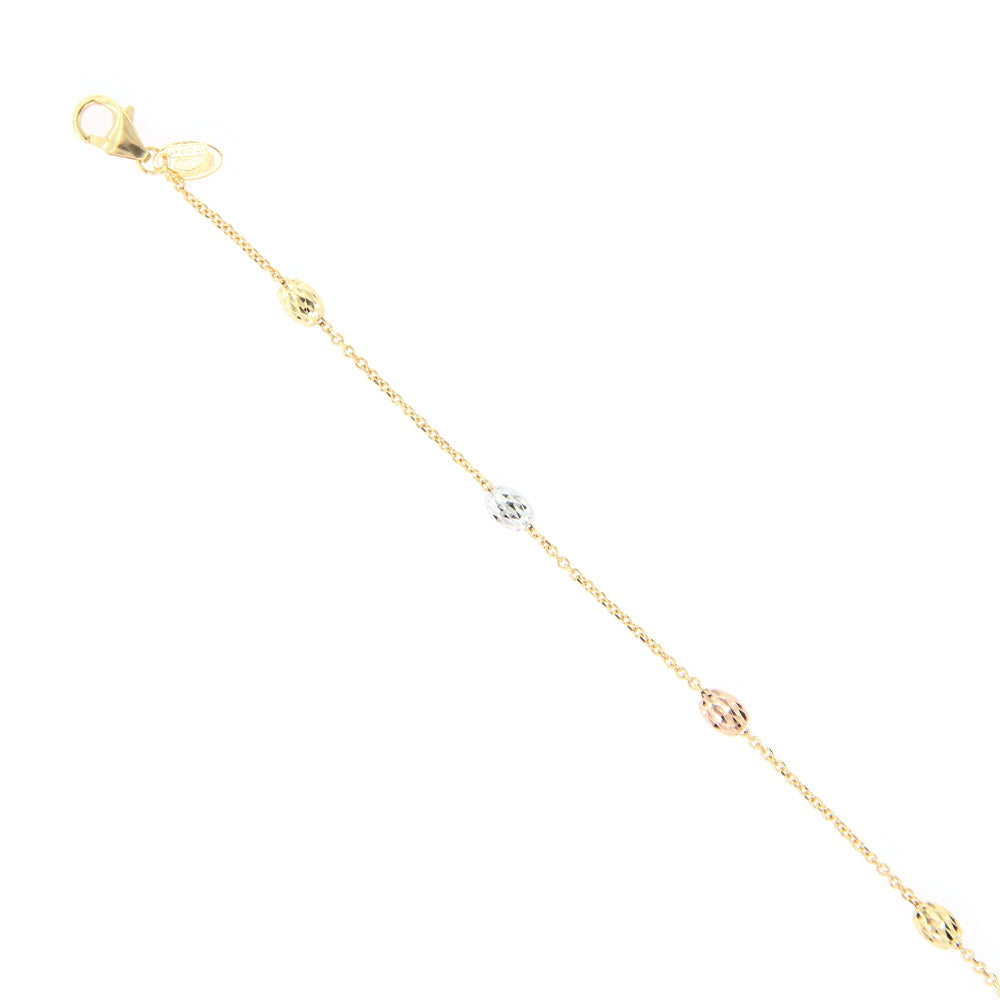 Bracciale Bambina in Oro 3 Colori con Palline Diamantate