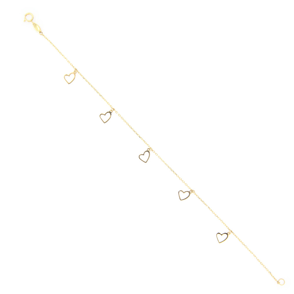 Bracciale Bambina in Oro Giallo con Cuori