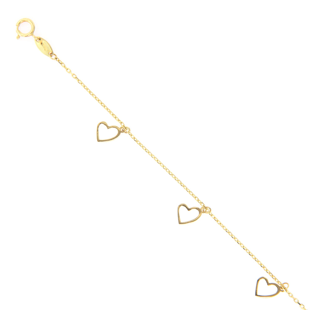 Bracciale Bambina in Oro Giallo con Cuori
