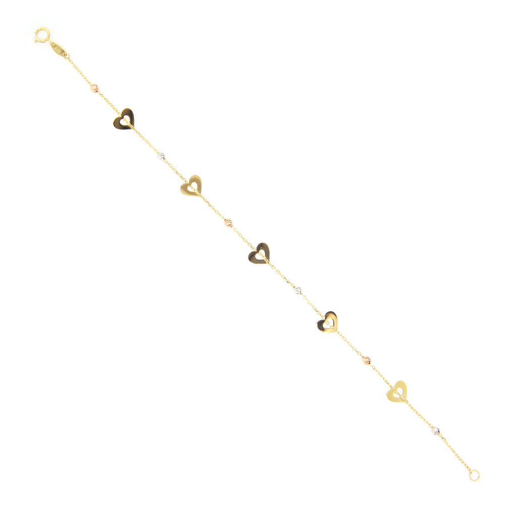 Bracciale Bambina in Oro Giallo con Cuori