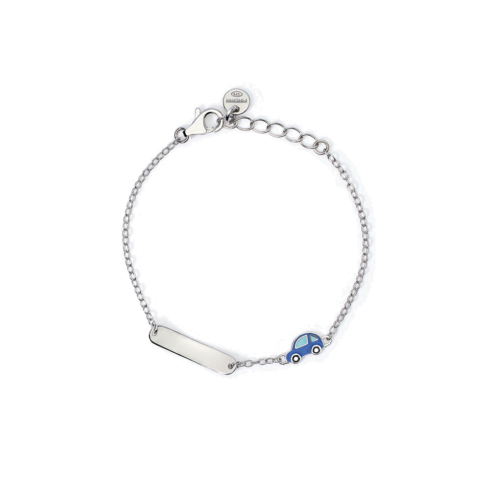 Bracciale Bambino in Argento con macchinina e targhetta Mabina Gioielli