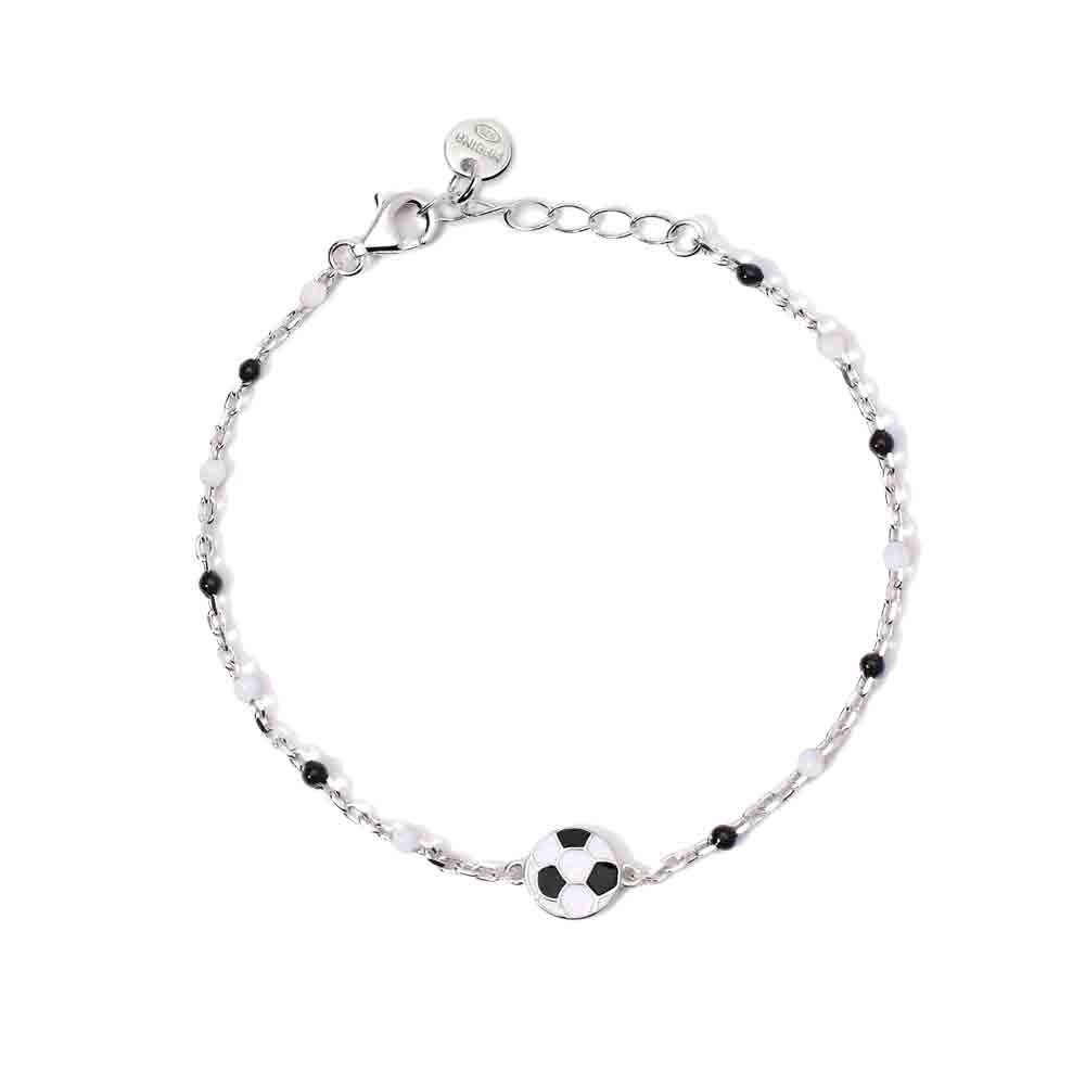 Bracciale Bambino in Argento con pallone e inserti neri Mabina Gioielli