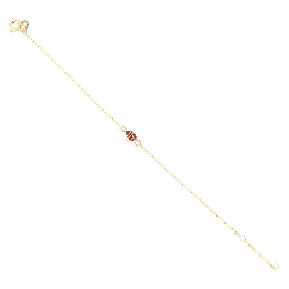 Bracciale Battesimo in Oro Giallo 9 Carati Coccinella Smaltata