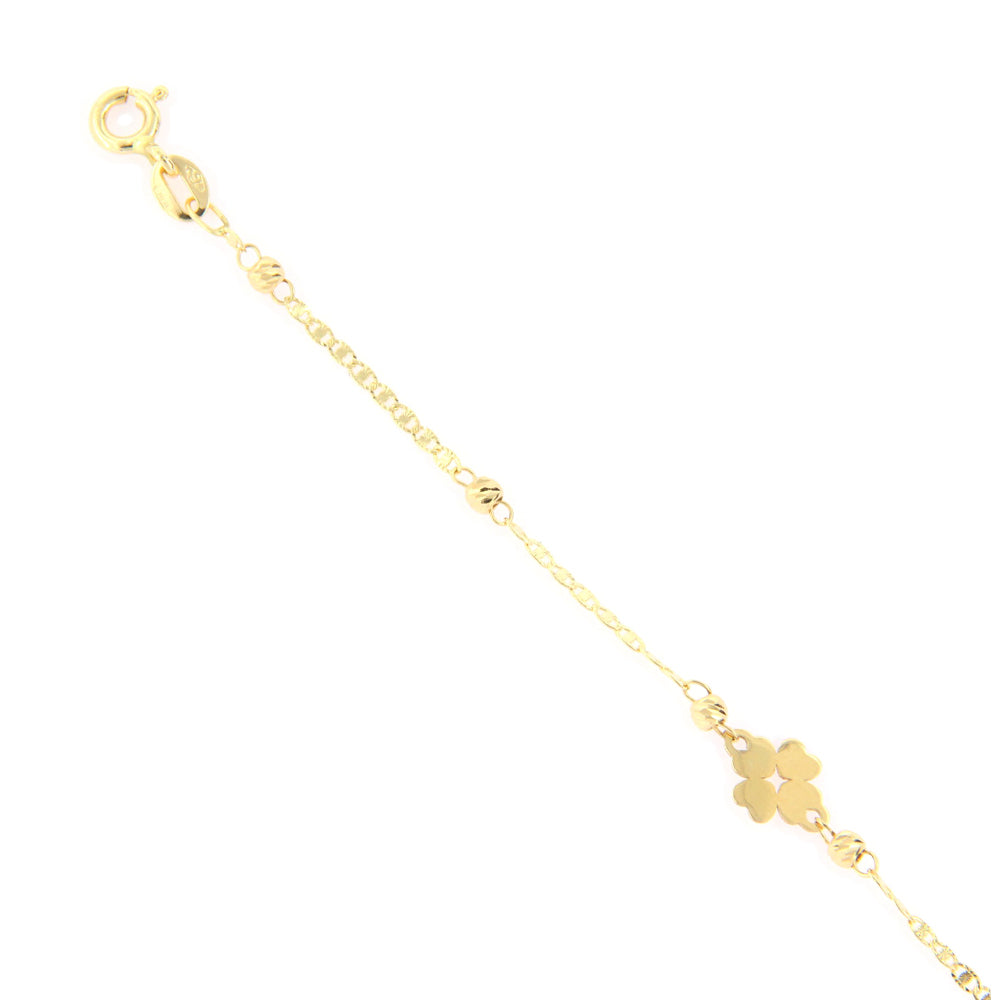 Bracciale Battesimo in Oro Giallo con Quadrifoglio