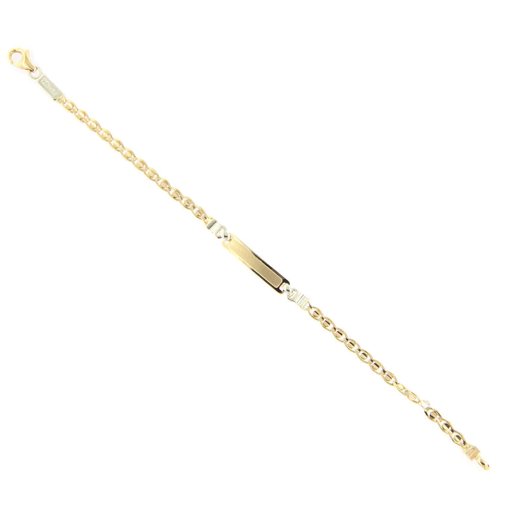 Bracciale Battesimo in Oro Giallo e Bianco con Targhetta