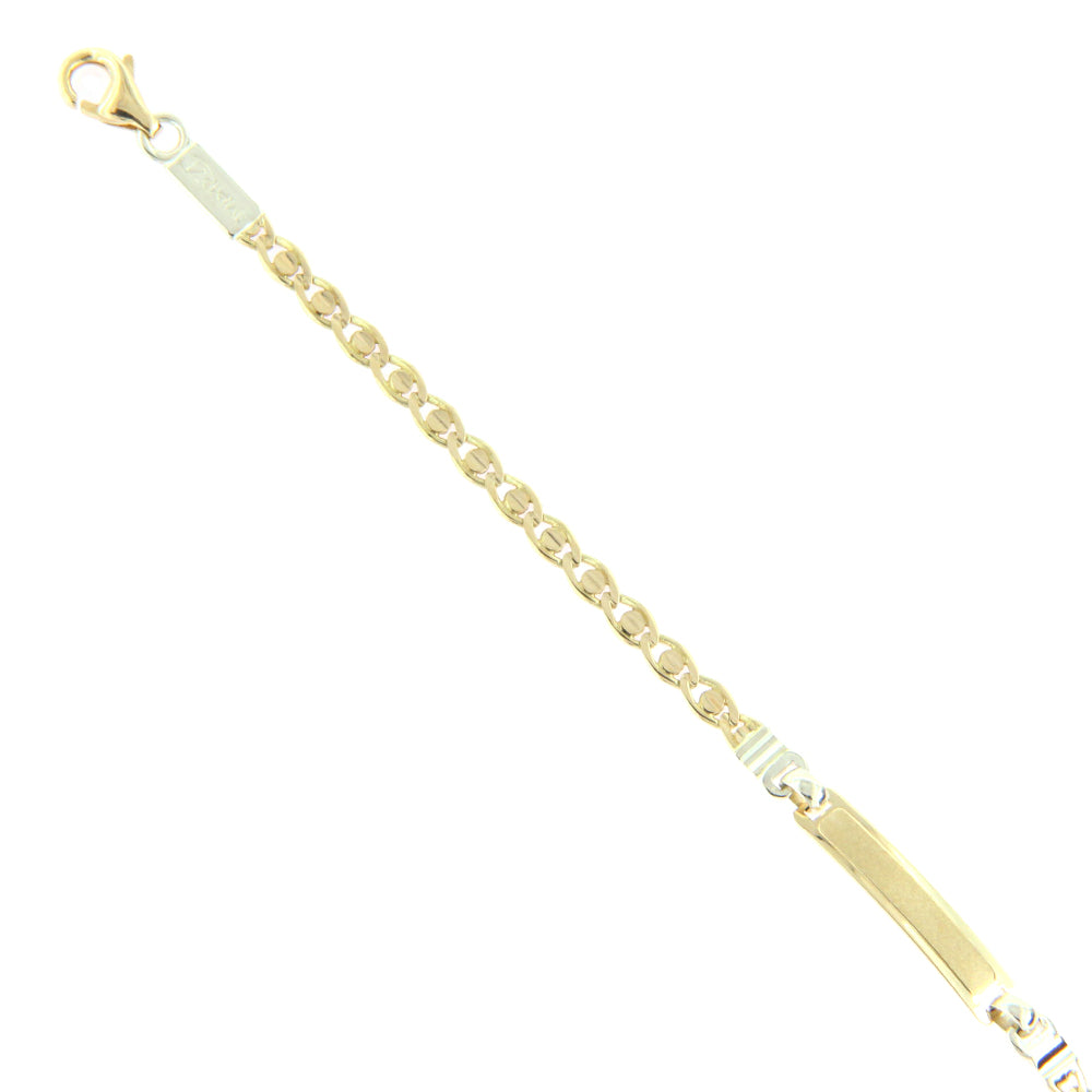 Bracciale Battesimo in Oro Giallo e Bianco con Targhetta