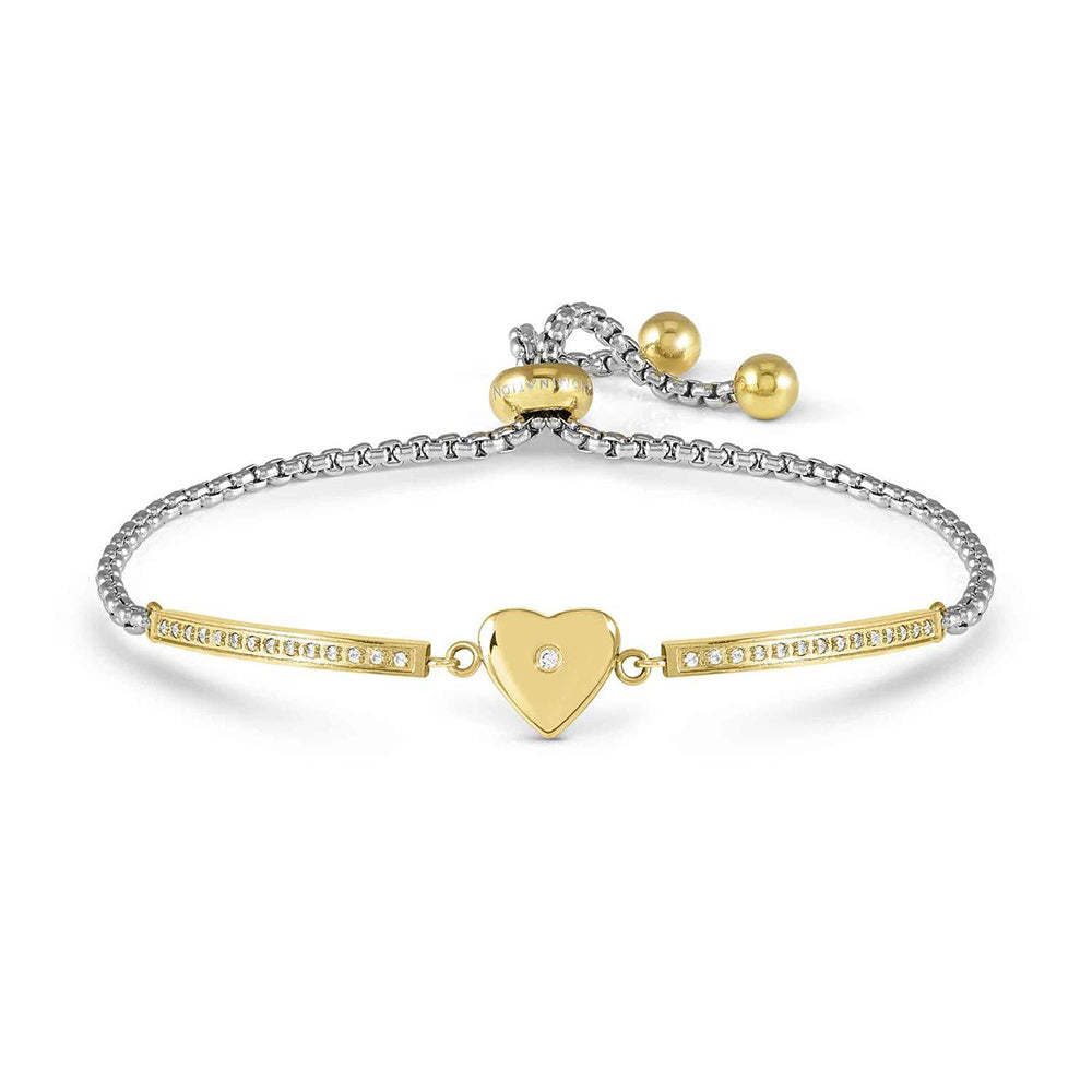 Bracciale Donna Milleluci e Refined in Acciaio Gold e Cubic Zirconia Cuore Nomination
