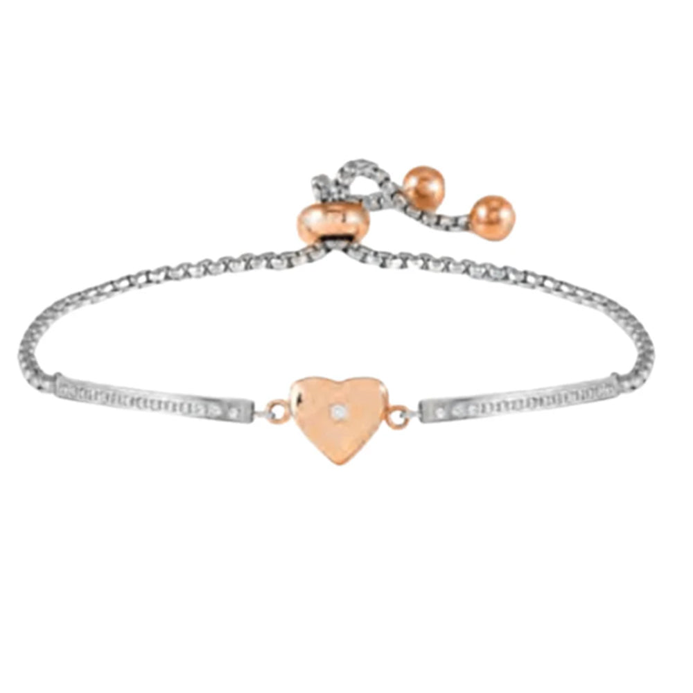 Bracciale Donna Milleluci e Refined in Acciaio Rose e Cubic Zirconia Cuore Nomination
