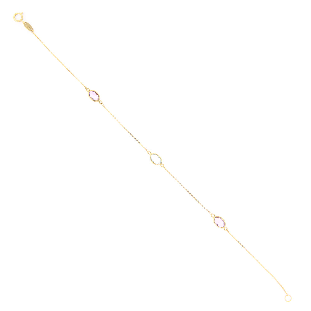 Bracciale Donna in Oro Giallo con Ametiste e Topazio Azzurro