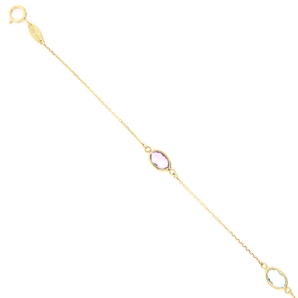 Bracciale Donna in Oro Giallo con Ametiste e Topazio Azzurro