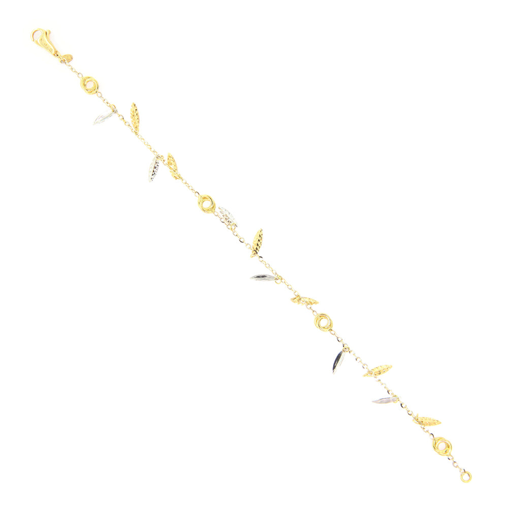 Bracciale Donna in Oro Giallo e Bianco con Piume