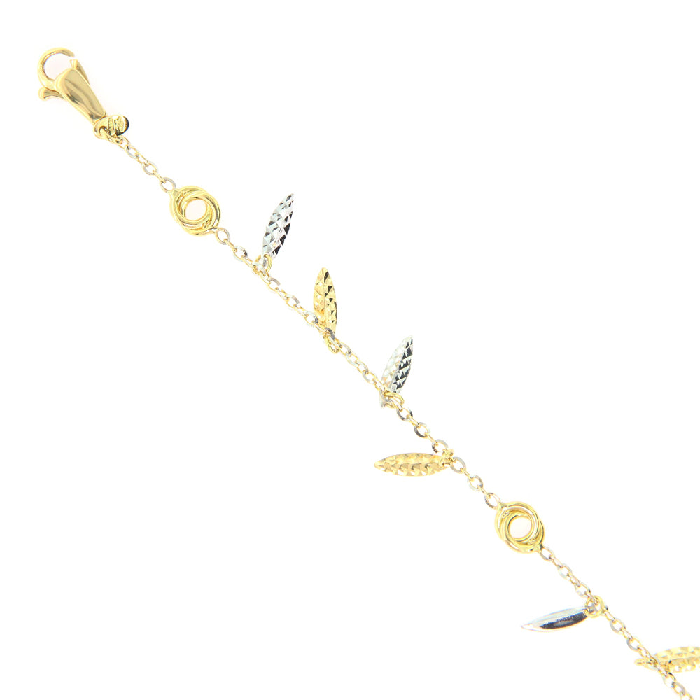 Bracciale Donna in Oro Giallo e Bianco con Piume