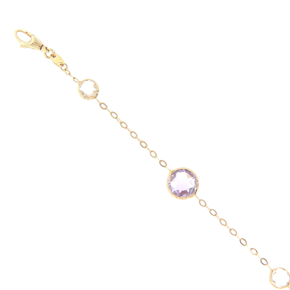 Bracciale Donna in Oro Rosa Maglia con Perle e Ametista