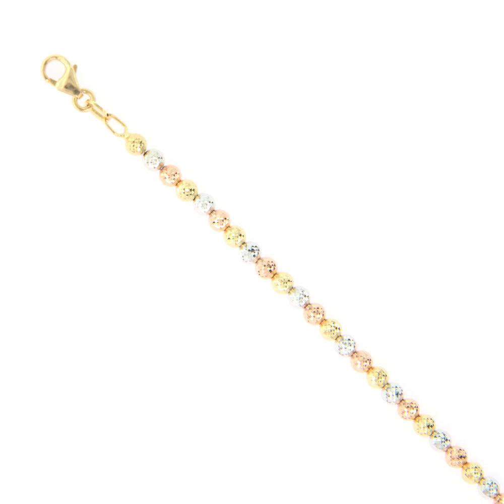 Bracciale Unisex in Oro 3 Colori con Palline Diamantate