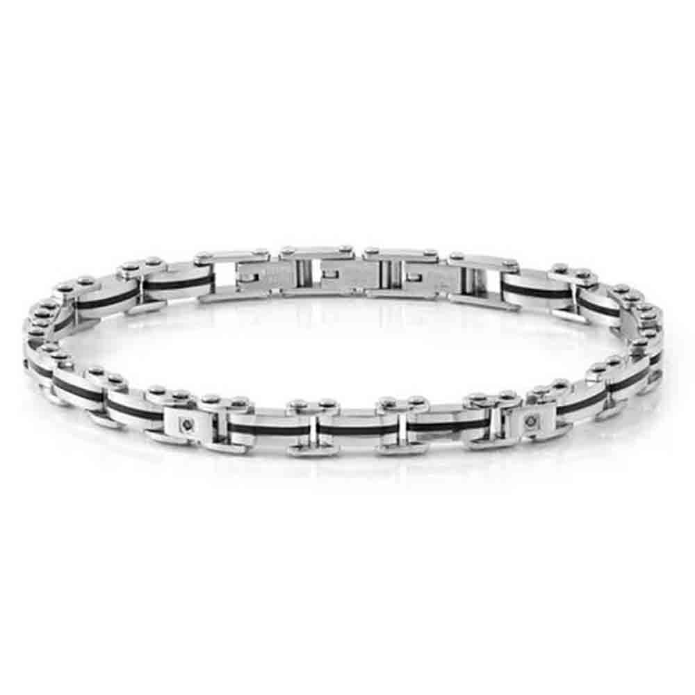Bracciale Uomo Strong Diamond con 4 diamanti neri o bianchi Nomination