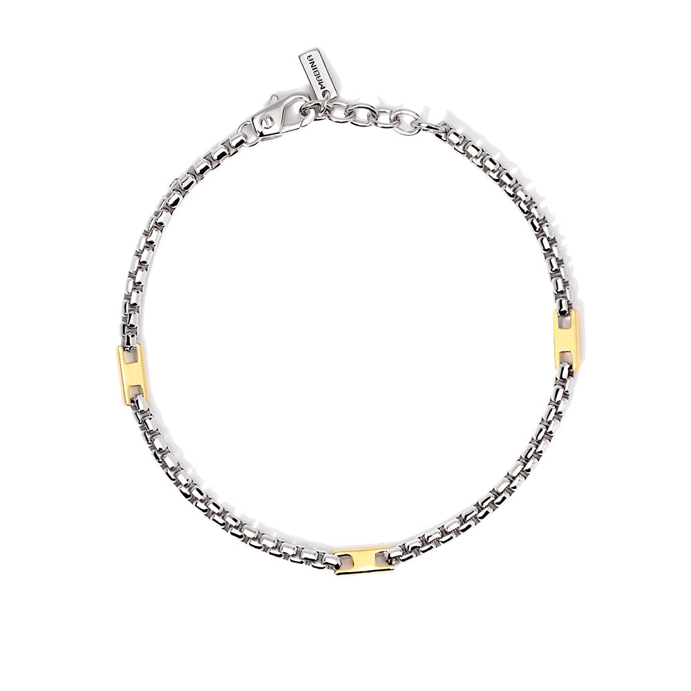 Bracciale Uomo in Argento con elementi placcati oro Mabina Gioielli