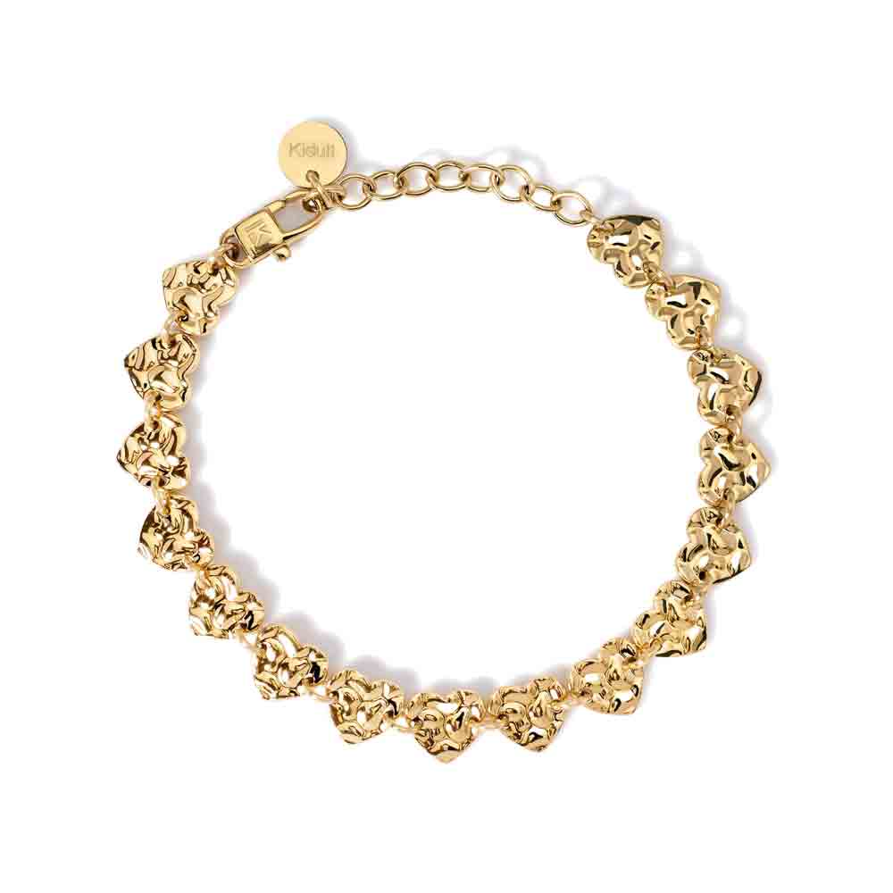 Bracciale in Acciaio dorato con cuori effetto martellato Style 03 831009 Kidult