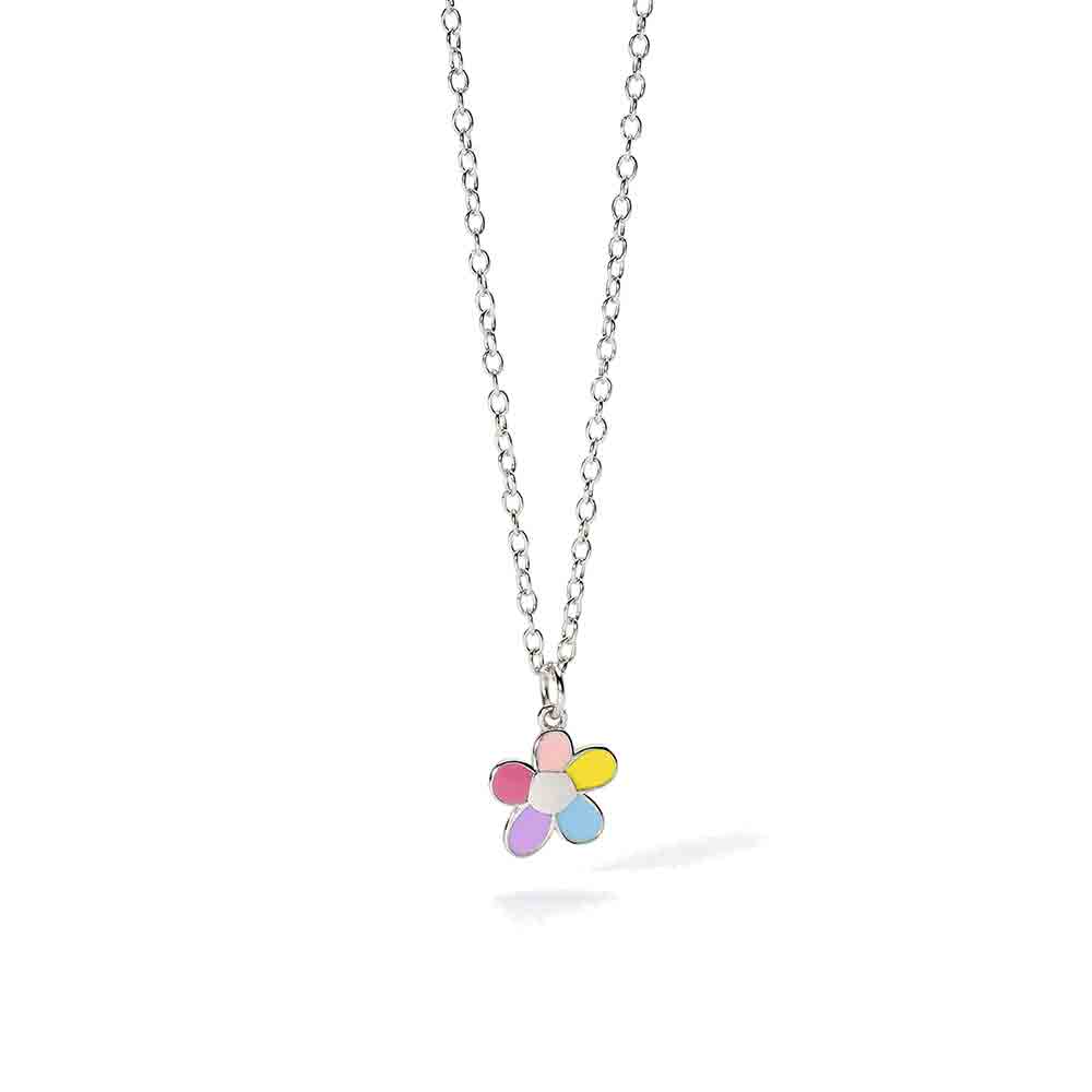 Collana Bambina in Argento con fiorellino smaltato Mabina Gioielli