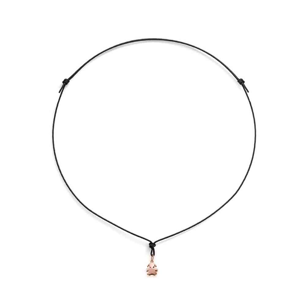 Collana sagoma bimba oro rosa cordino ecologico nero Le Bebè
