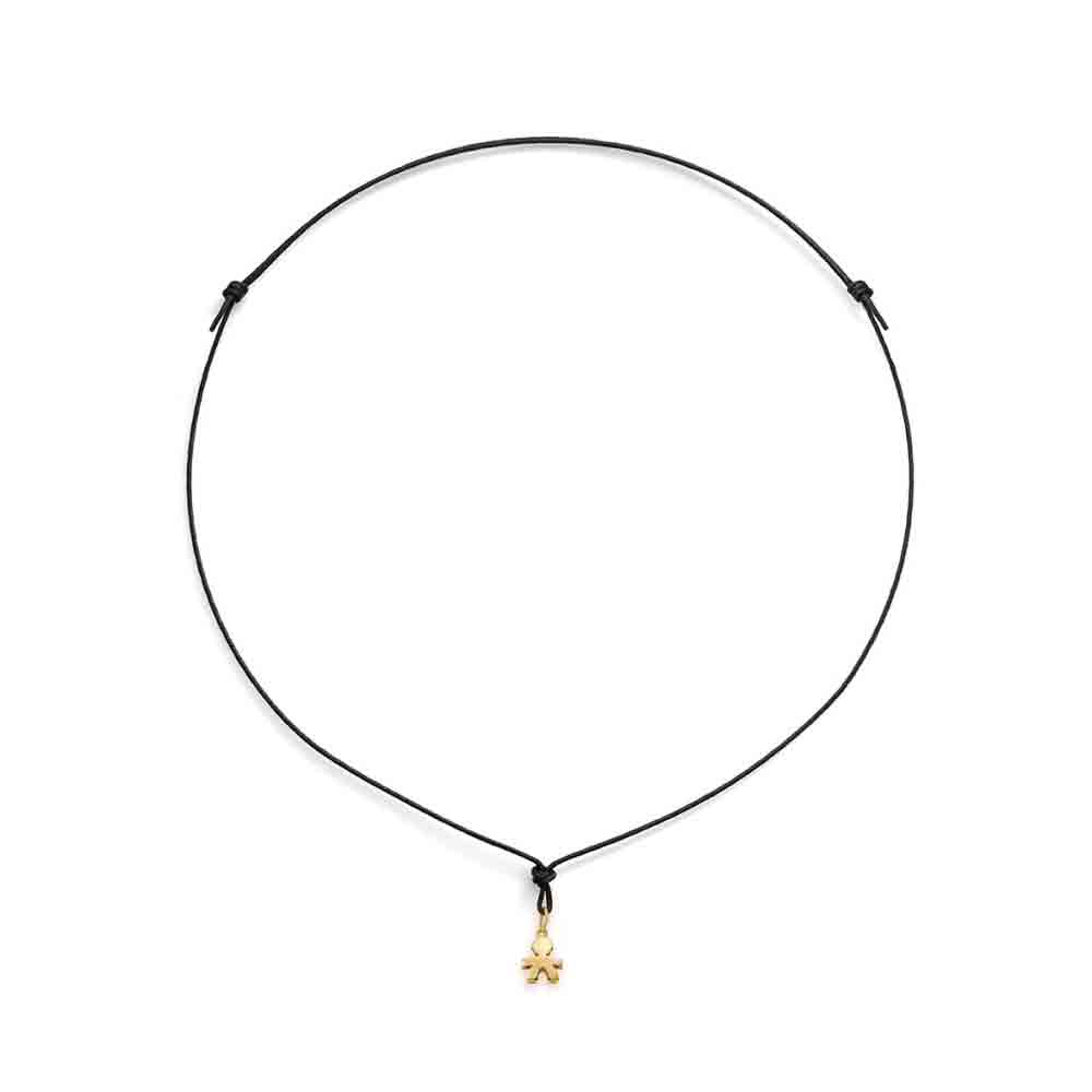 Collana sagoma bimbo oro giallo cordino ecologico nero Le Bebè