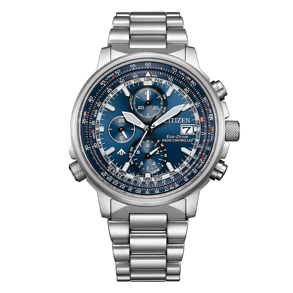 Cronografo Uomo Radiocontrollato Pilot Eco Drive Blu Citizen