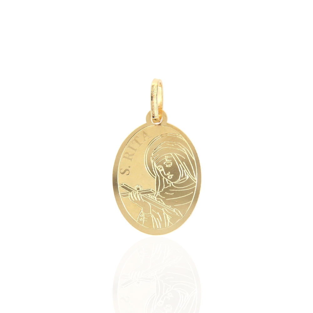 Medaglia Religiosa Santa Rita in Oro Giallo