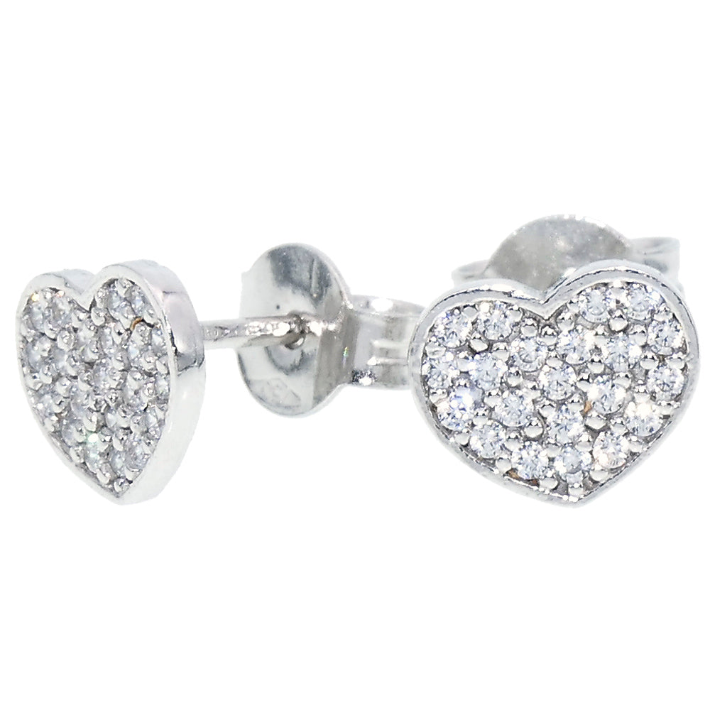 Orecchini Donna Cuore Oro Bianco 9 Carati con Zirconi