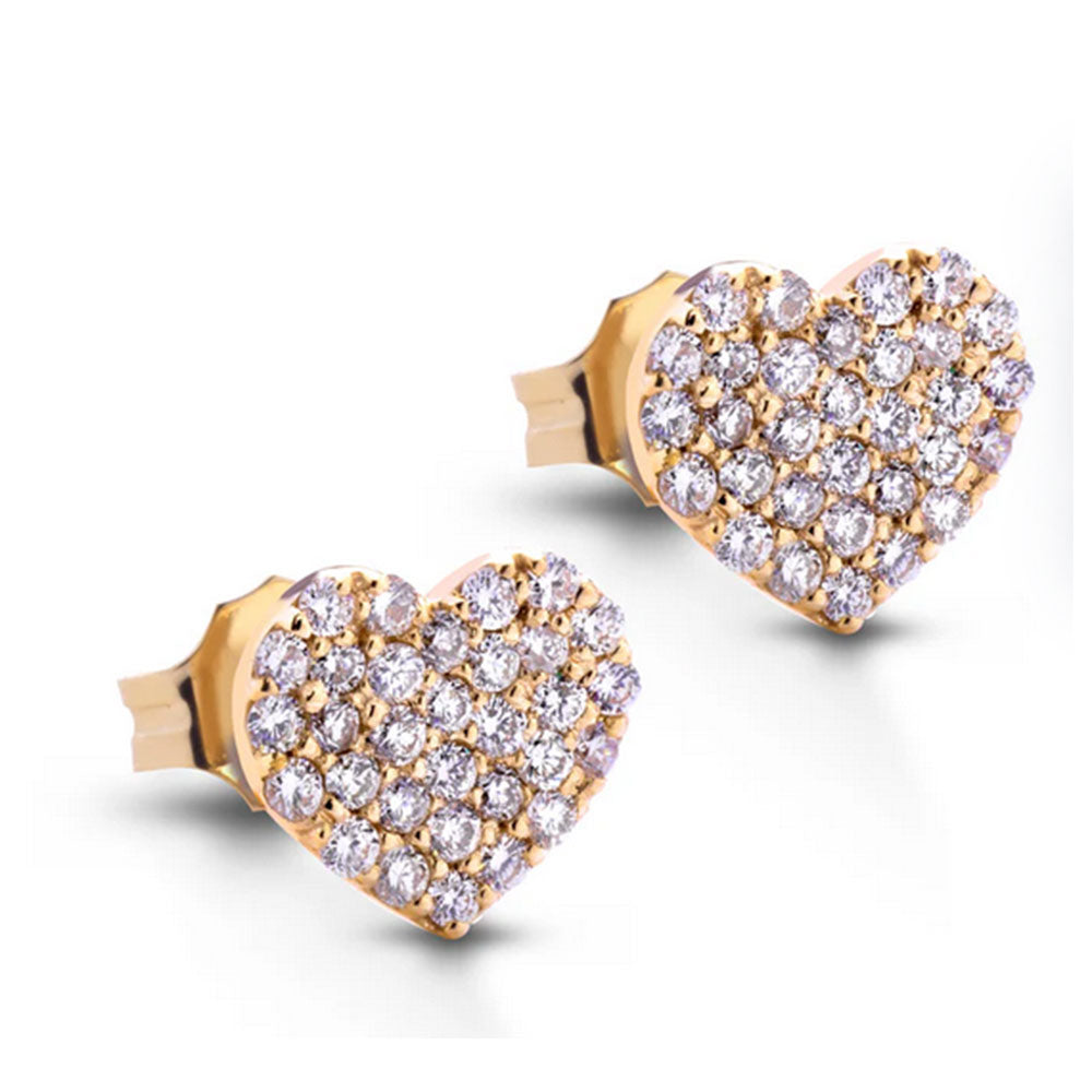 Orecchini Donna Cuore Oro Giallo 9 Carati con Zirconi