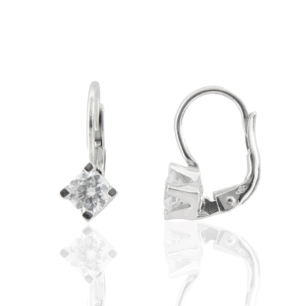 Orecchini Donna Monachella Punto Luce in Oro Bianco con Zirconi