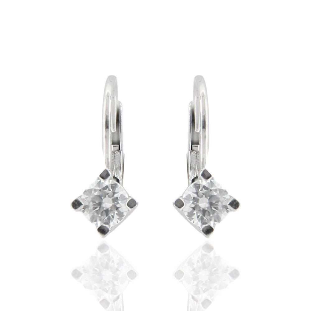 Orecchini Donna Monachella Punto Luce in Oro Bianco con Zirconi