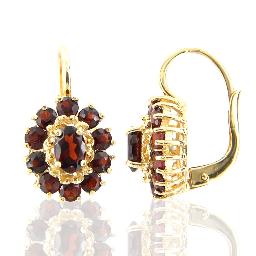 Orecchini Donna Monachella in Oro Giallo con Granati