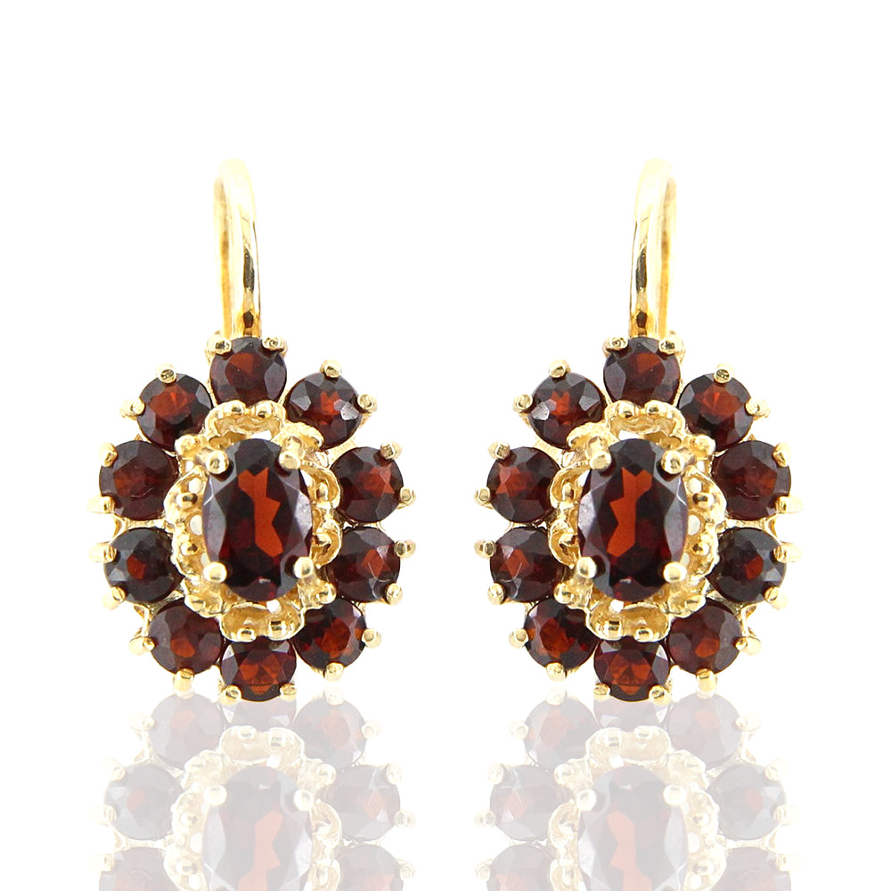 Orecchini Donna Monachella in Oro Giallo con Granati