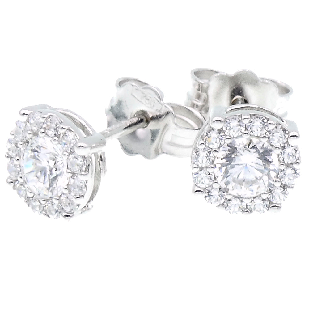 Orecchini Donna Oro Bianco 9 Carati con Zirconi