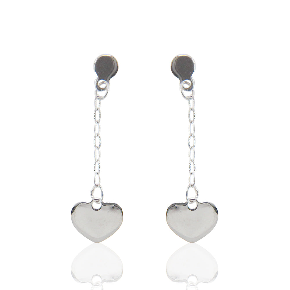 Orecchini Donna Pendenti in Oro Bianco Cuore