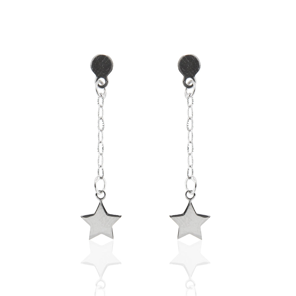 Orecchini Donna Pendenti in Oro Bianco Stella