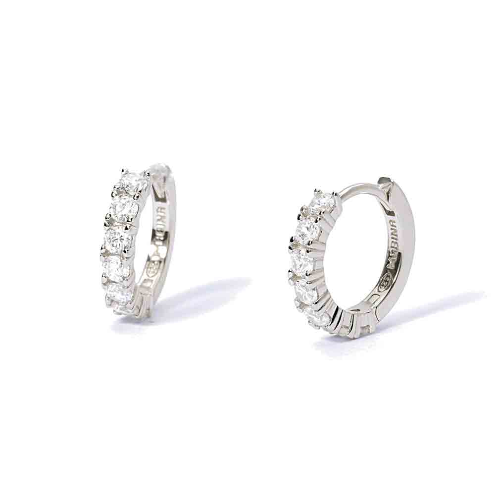 Orecchini Donna in argento a cerchio con zirconi Mabina Gioielli