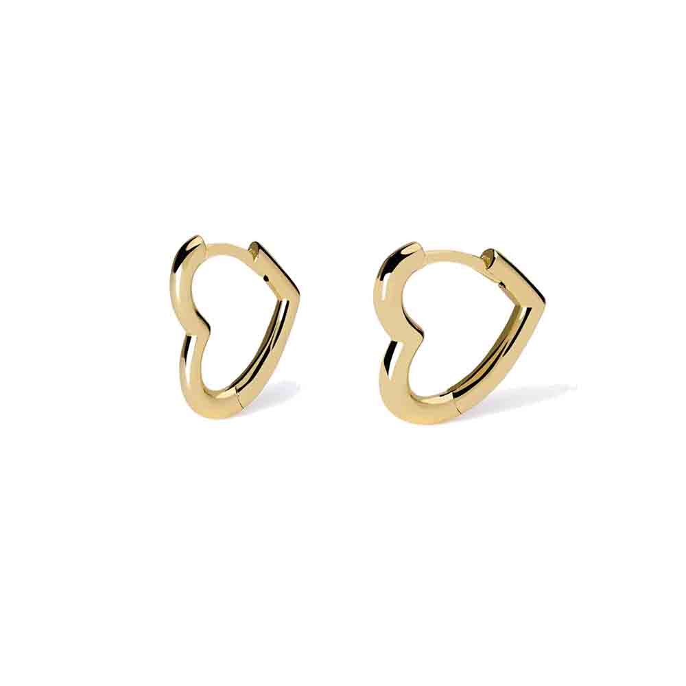 Orecchini Donna placcati oro a cerchio a forma di cuore Mabina Gioielli