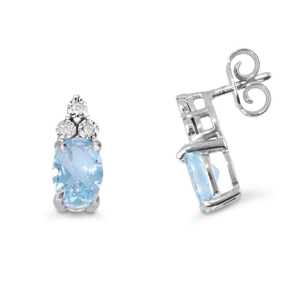 Orecchini in Oro Bianco con Acquamarina e Diamanti