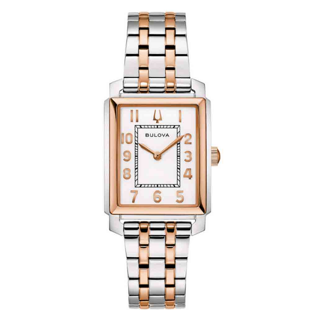 Orologio Donna Sutton Tank Bianco Silver Rose Bulova