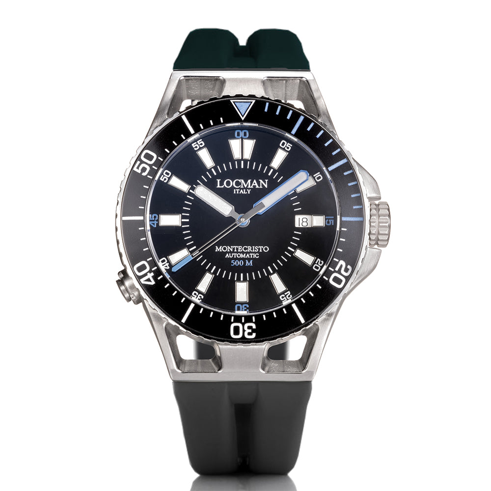 Orologio Uomo in Acciaio e Titanio Automatico Diver 500 Mt Nero Montecristo Locman